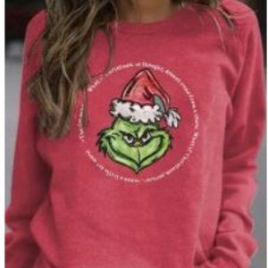 Red Cartoon Printed Long Sleeve Top